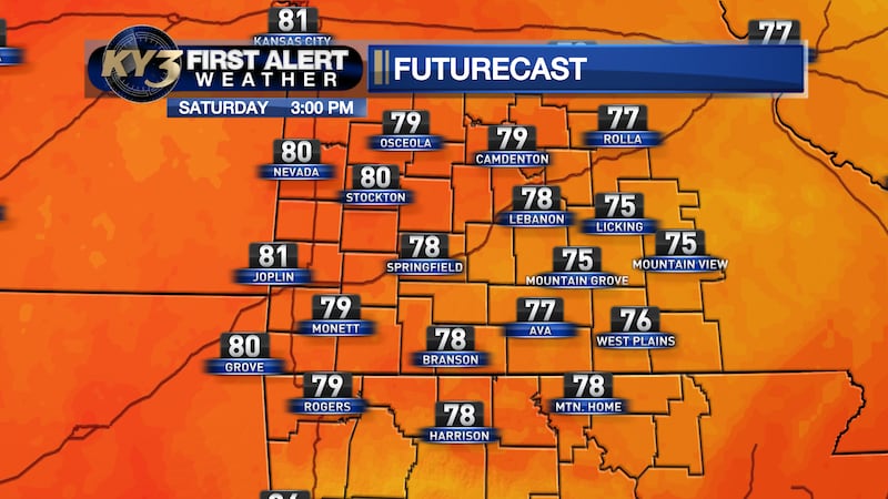 Temperatures near 80 Saturday
