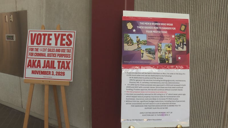 Harrison & Boone Co., Ark., encouraging voters to approve sales tax.
