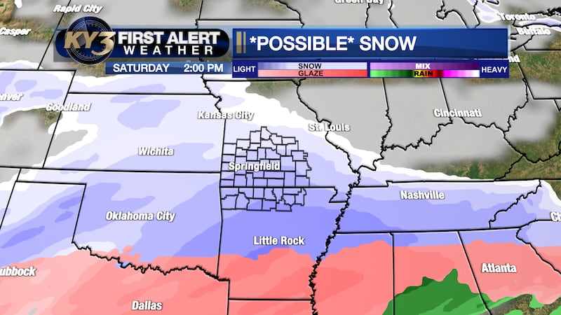 Accumulating snow is possible Saturday and perhaps Sunday.