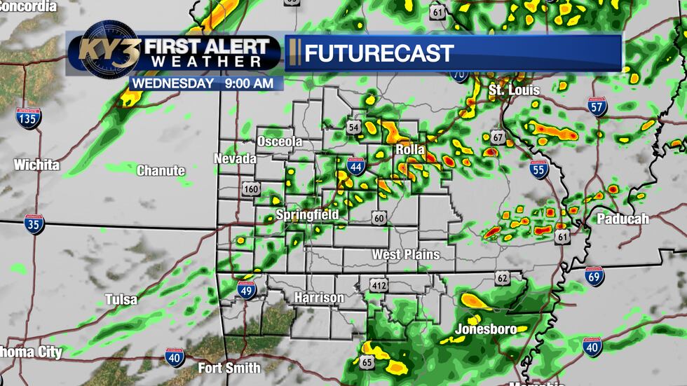 Additional showers & rumbles of thunder at times Wednesday with passing cold front