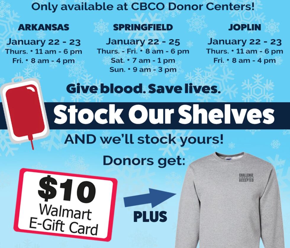 Cbco Community Blood Center of the Ozarks asking for donations as major ...