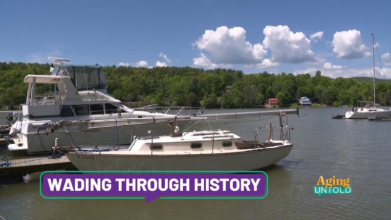 At 83, Pat Ullom still runs the Chipman Point Marina in Vermont, where stone buildings and...
