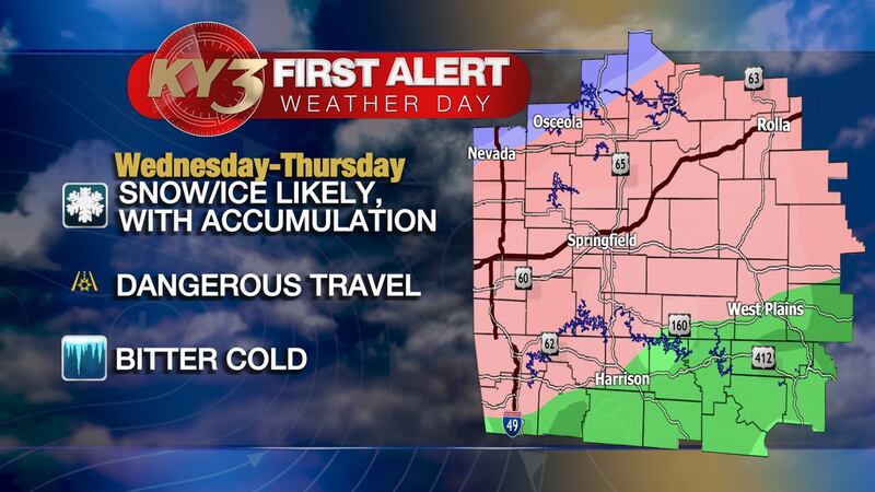 FIRST ALERT WEATHER DAYS: Colder air and wintry weather mix expected