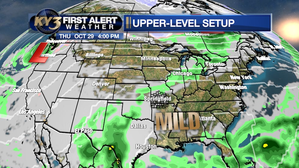 Weak impulse with maybe a few showers or rumbles of thunder Thursday & Friday