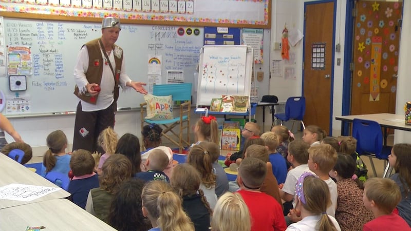 Johnny Appleseed has been talking to the first graders for 31 years.