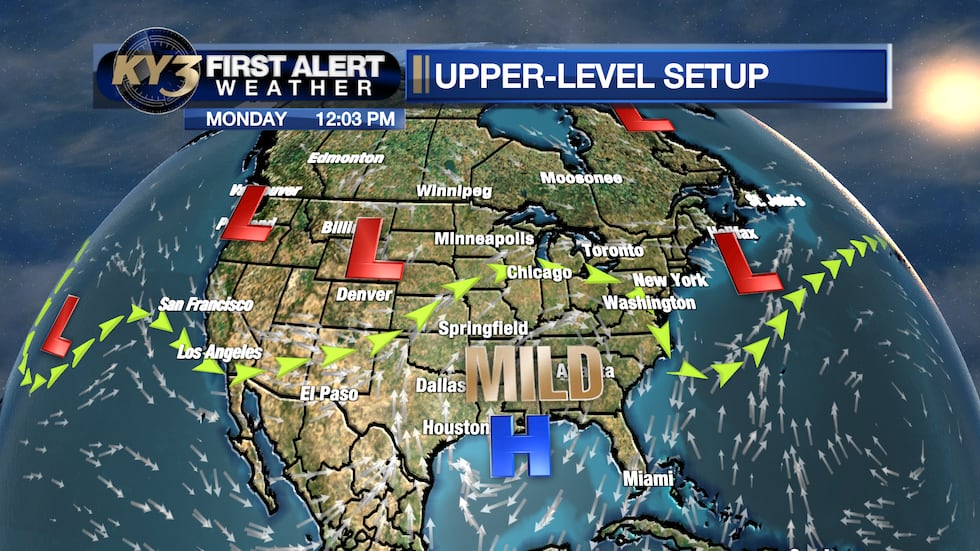 Upper-level ridge keeping us dry & mild Monday