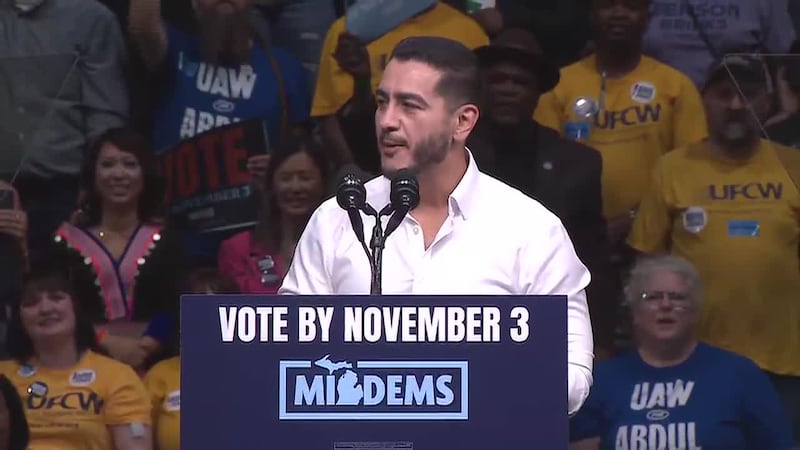 Michigan Senate candidate Abdul El-Sayed speaks at rally in Detroit. (Source: POOL)